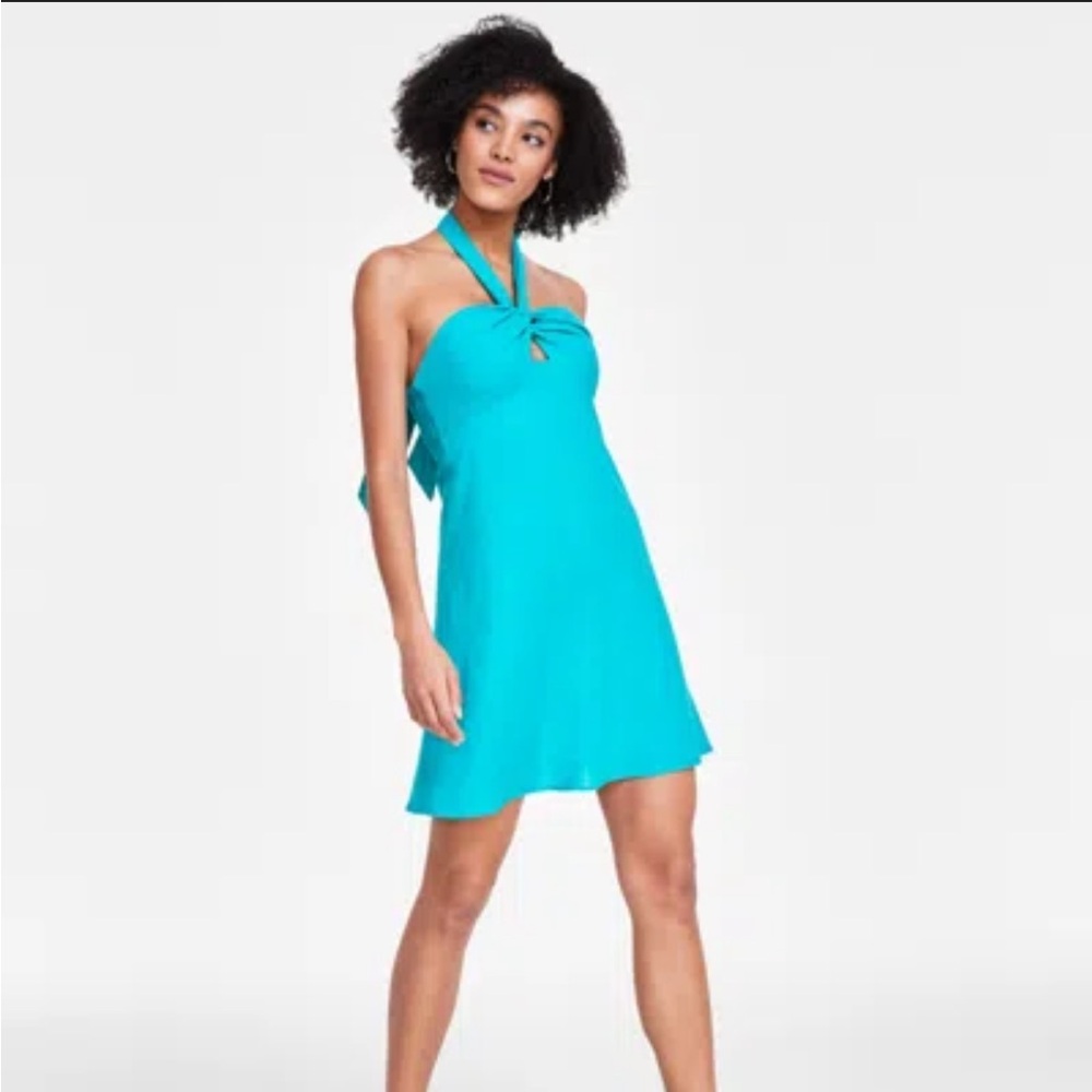 BAR III
Women's Cutout Halter Linen Blend Mini Dress
